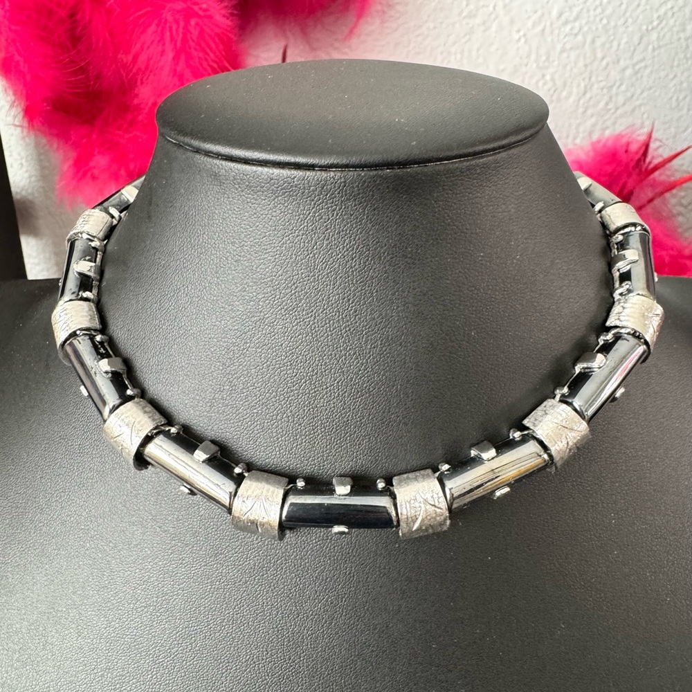 Vintage Metal Marcasite Choker Necklace
